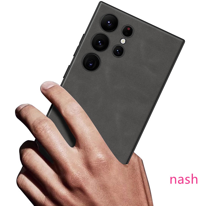 Ốp Điện Thoại Da Nam Châm Mạ Màu Trơn Chống Sốc Bảo Vệ Lens Cho Samsung Galaxy S23 Ultra S23 +