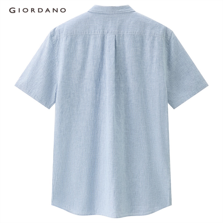 Áo sơ mi GIORDANO 01043480 ngắn tay vải cotton có túi thời trang cho nam