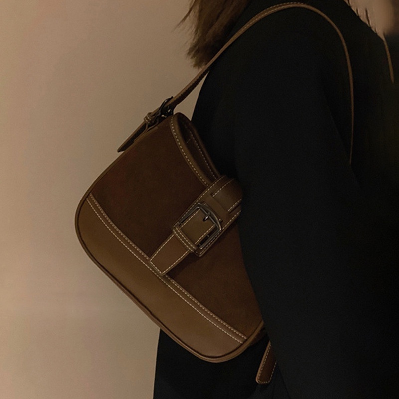 Túi Đeo Chéo Màu Cà Phê Phong Cách Cổ Điển Âu Mỹ Thời Trang Cho Nữ