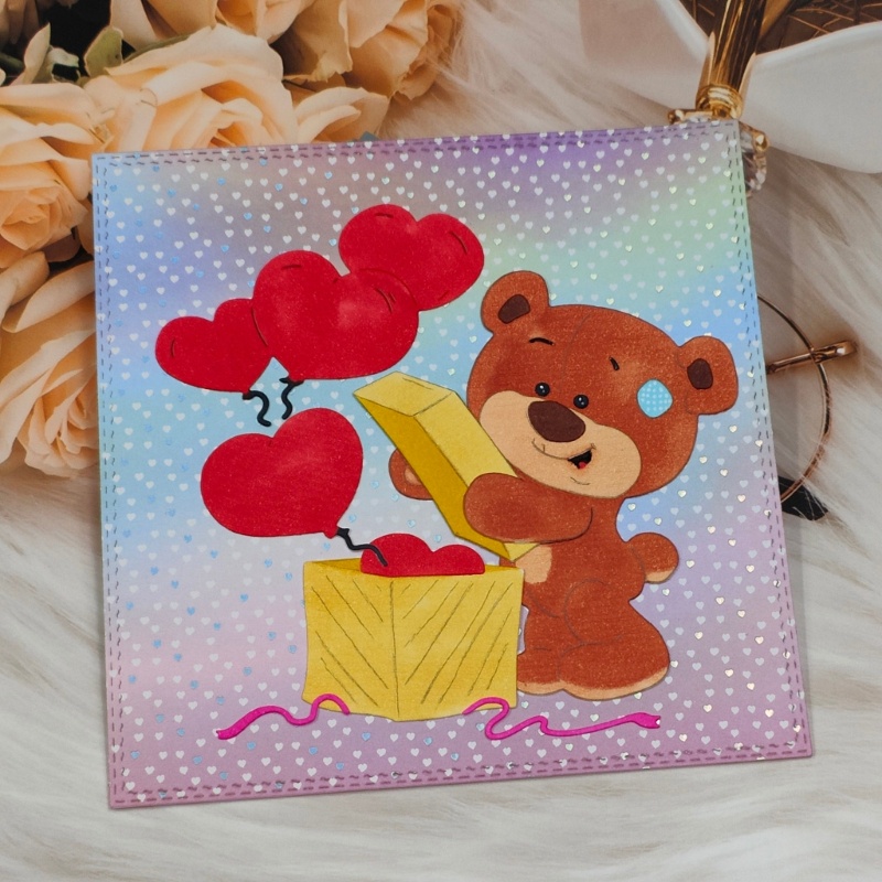 Khuôn Cắt Giấy Kim Loại Trang Trí Hình Gấu Và Bong Bóng