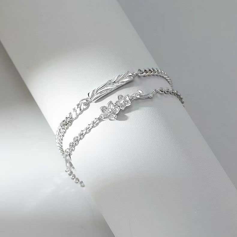 Vòng Tay Thép Titan Mặt Hoa Thời Trang Cho Cặp Đôi