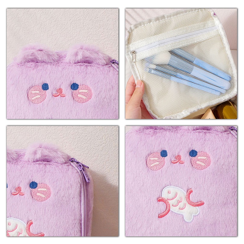 One Túi Đựng Mỹ Phẩm Hình Vuông Cỡ Lớn Họa Tiết Tai Thỏ Xinh Xắn