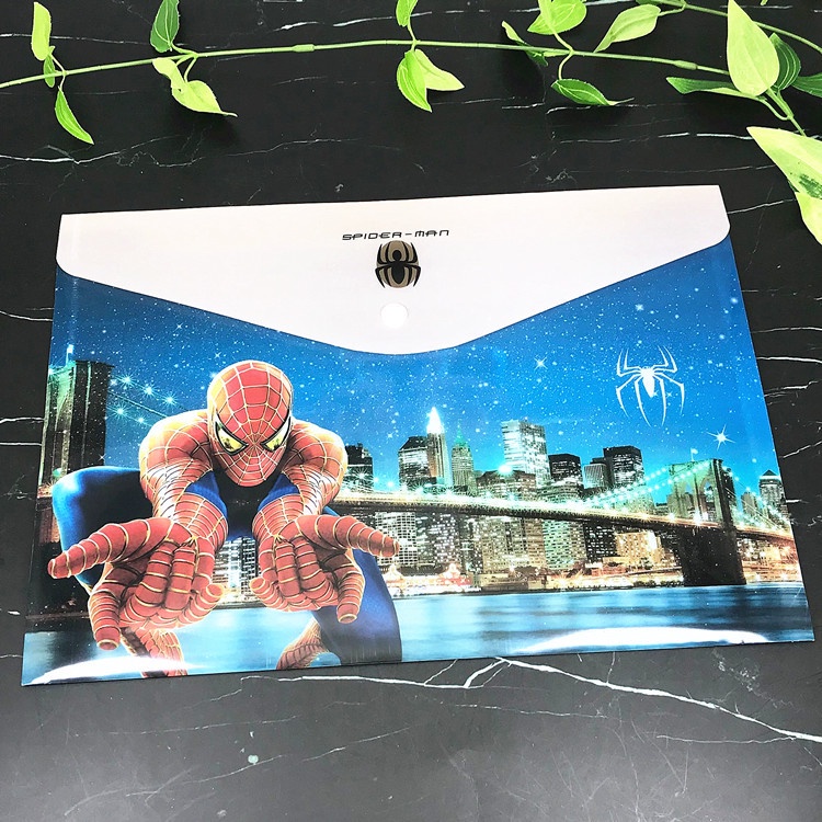 ✍Túi Đựng Tài Liệu a4 2023 FT6J Họa Tiết Hoạt Hình Spiderman Có Khóa Cài Sáng Tạo Cho Bé