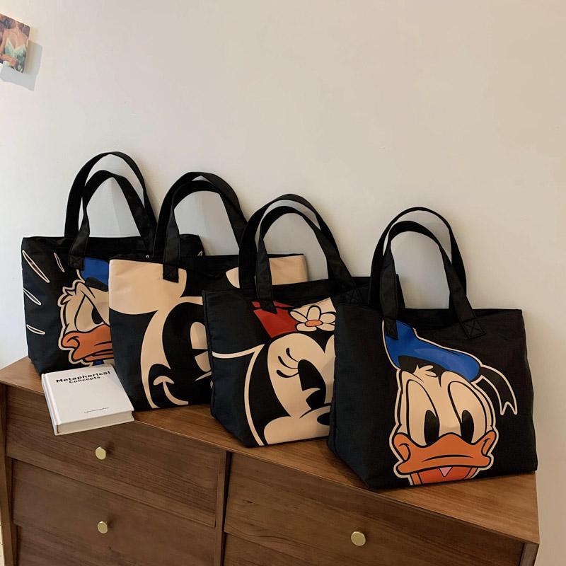 Túi Tote Đeo Vai / Xách Tay Vải Canvas Cỡ Lớn In Hoạt Hình Mickey Vịt Donald Dễ Thương Cho Nữ