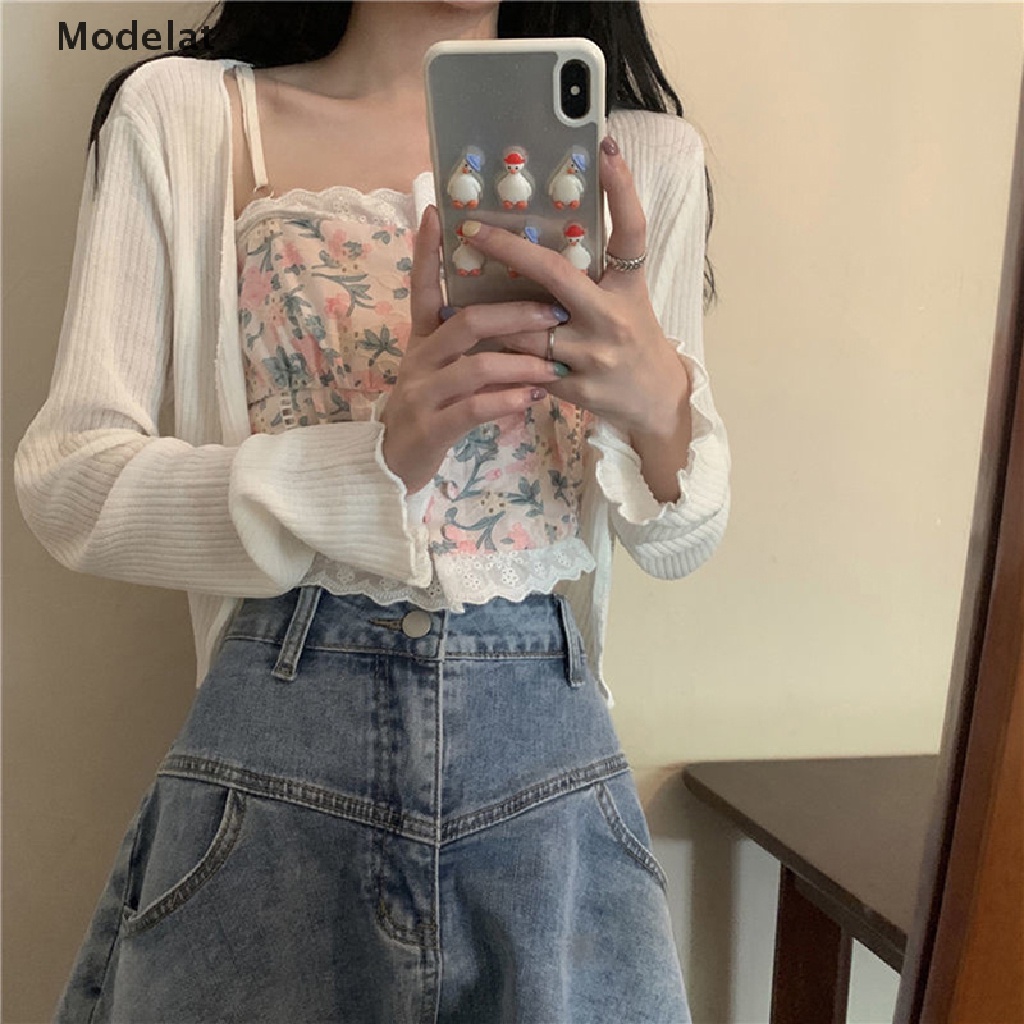 Áo Croptop Sát Nách Dáng Ôm In Họa Tiết Hoa Thời Trang Mùa Hè Xinh Xắn Cho Nữ