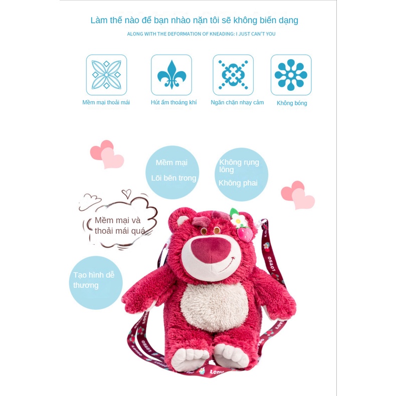 Ba Lô Đeo Vai Hình Gấu Nhồi Bông Dâu Tây Dễ Mang Sáng Tạo Khi Ra Ngoài