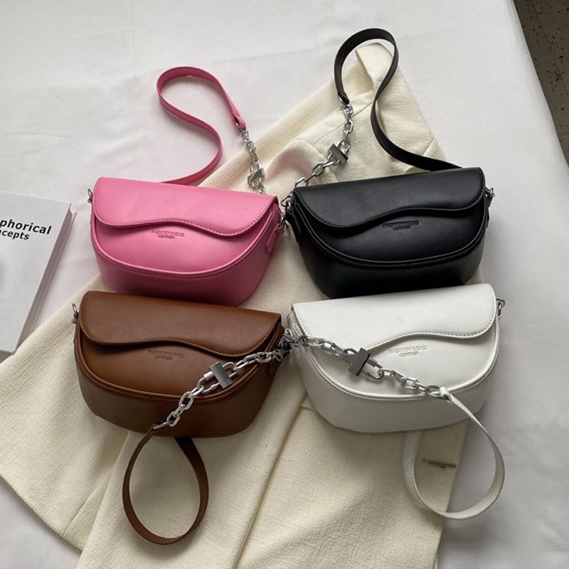 Ielgy Túi Xách Yên Ngựa Màu Trơn Kết Cấu Đơn Giản Kiểu Pháp niche Cho Nữ