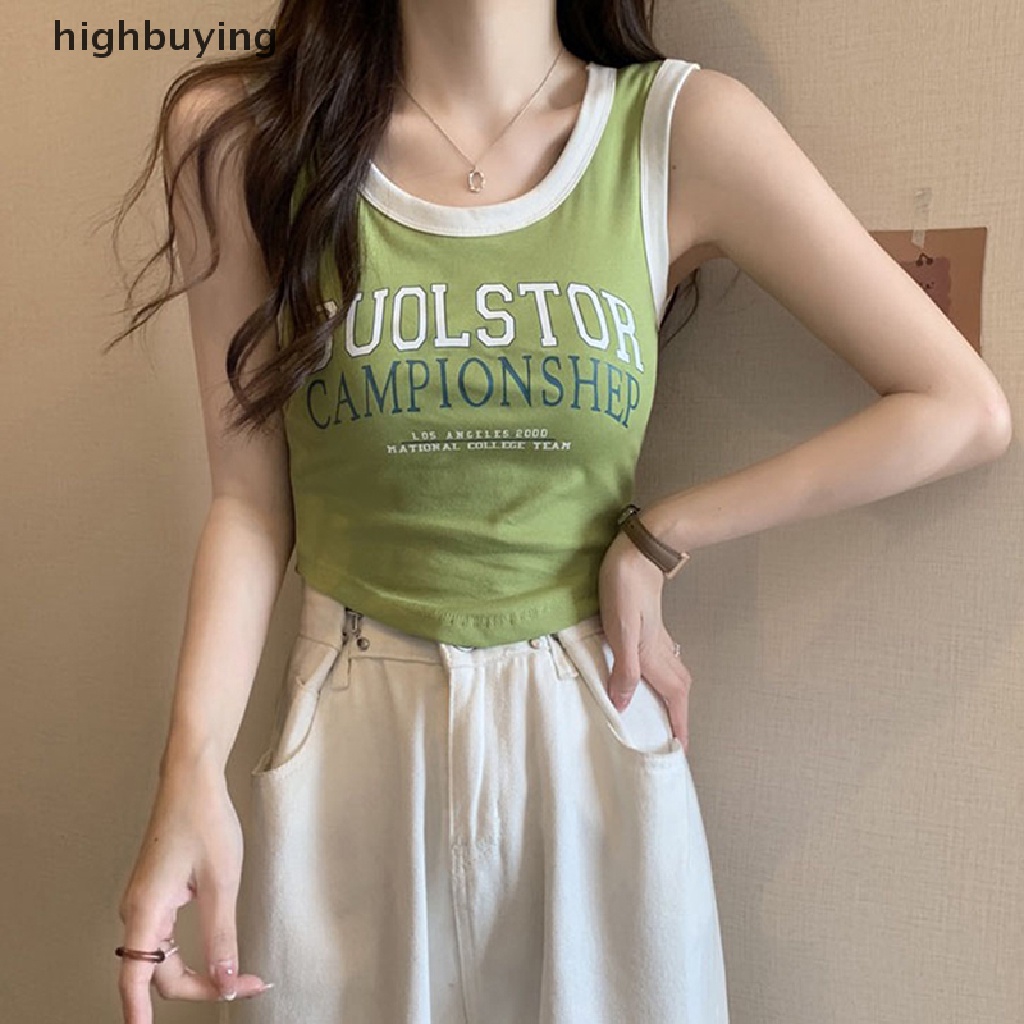 Áo Croptop Cổ Tròn Có Mút Đệm Ngực In Chữ Thời Trang Quyến Rũ Cho Nữ