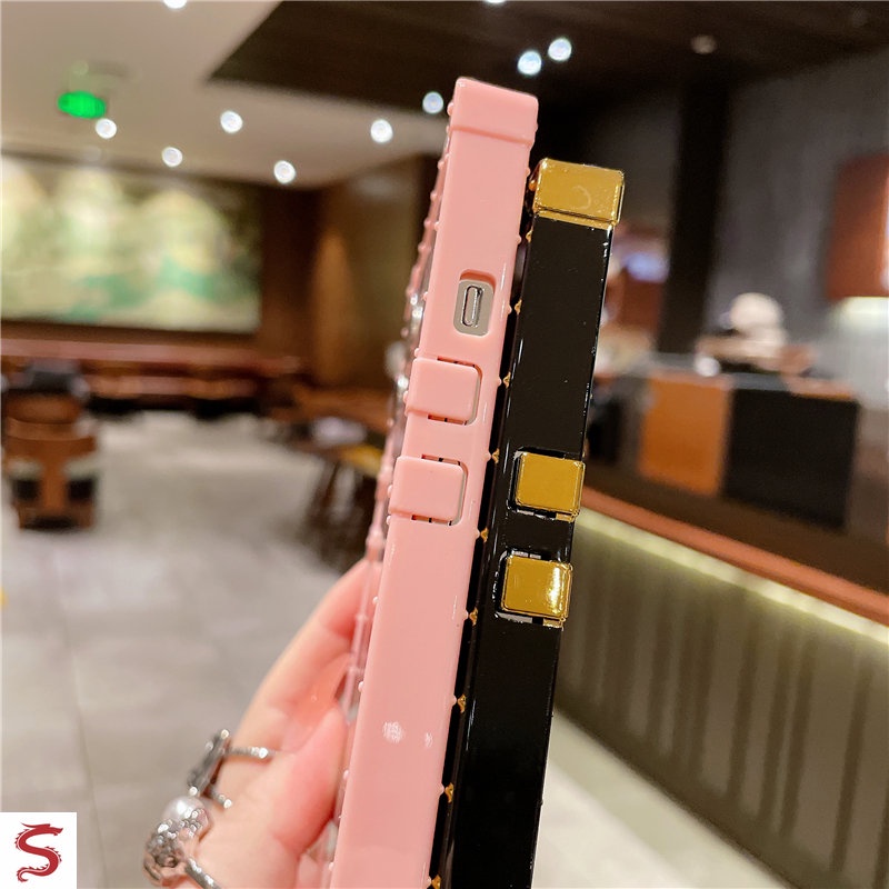 Ốp Điện Thoại Hình Vuông Họa Tiết Hoa Hồng Và Thỏ Dễ Thương Cho iPhone 14 Pro Max 13 12 11 Pro Max XR XS Max 7 8 6s Plus SE2