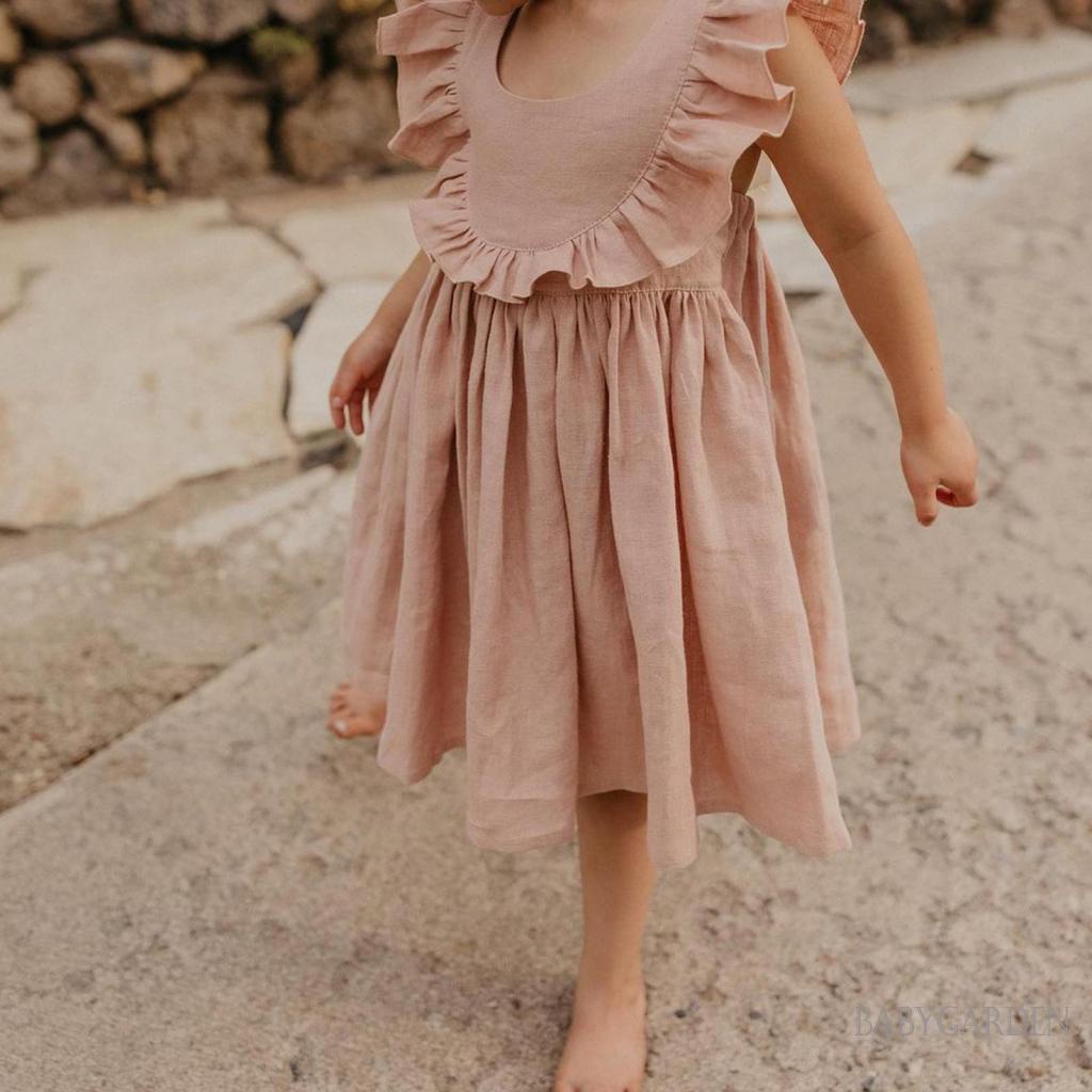 Đầm Sát Nách Cổ Tròn Dáng Rộng Thời Trang Mùa Hè Dễ Thương Cho Bé Gái 6 Tháng-4 Tuổi