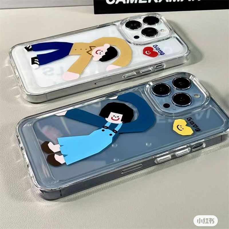 ✅Ốp Điện Thoại Mềm Màu Trong Suốt Lỗ To Kiểu Cặp Đôi Cho iPhone14 / 13promax / 12 XSMAX 8p xr 11