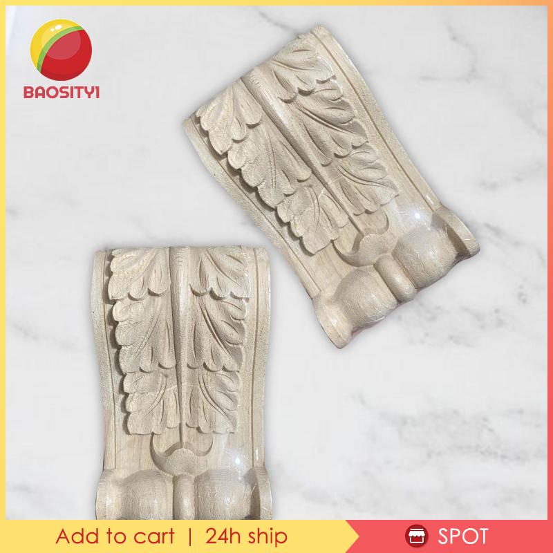 2x Wood Carved Applique Woodcarving Frame Corner for Cabinet Wardrobe Decor