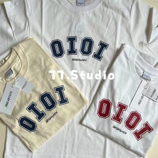 Áo thun cotton tay ngắn dáng rộng in chữ oioi kiểu hàn quốc thời trang cho nam và nữ