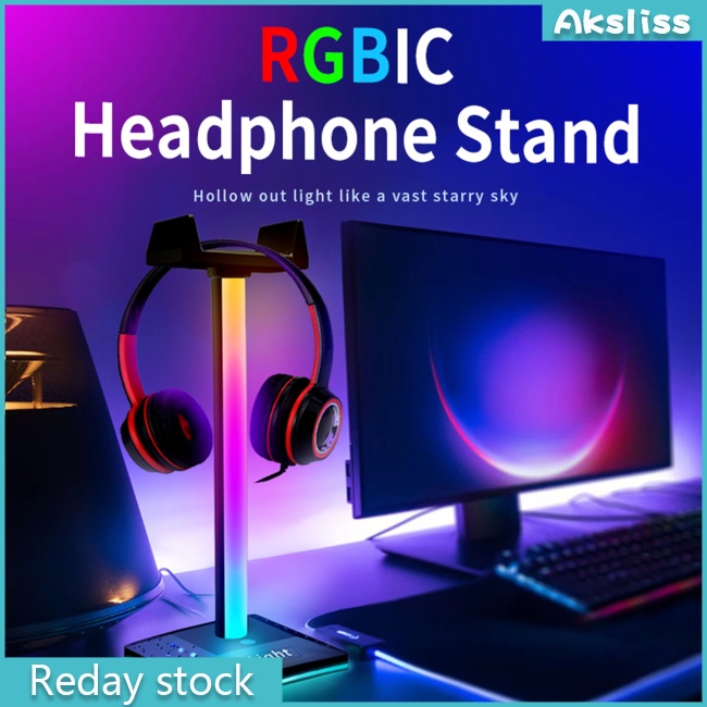 Giá Đỡ Tai Nghe Chơi Game Có Đèn Led Rgb Giắc Cắm 3.5mm
