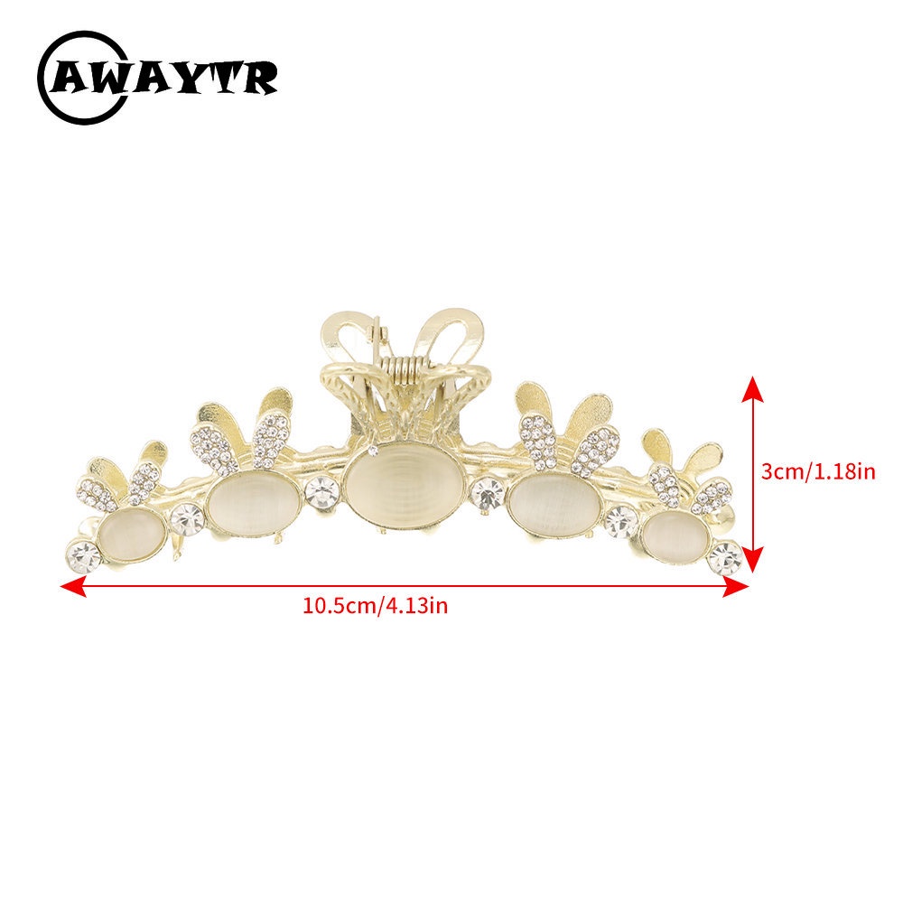 Kẹp tóc hình hoa đính đá mặt trăng 13.5cm xinh xắn cho nữ