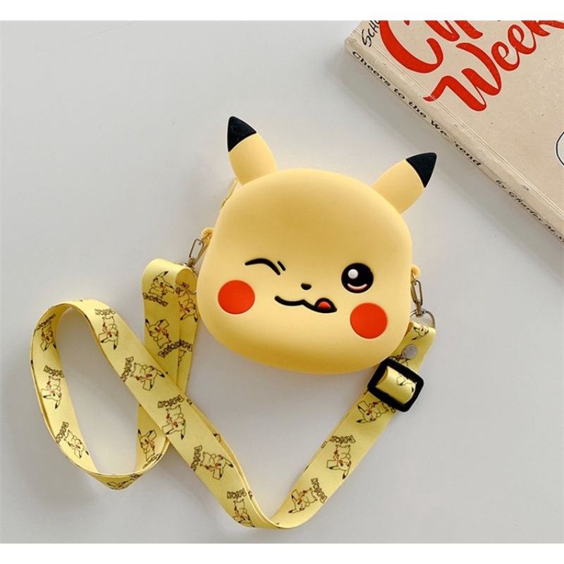 Túi Đeo Vai Mini Bằng Silicon Hình Mickey Minnie Mickey stitch Hello Kitty Dino Pikachu