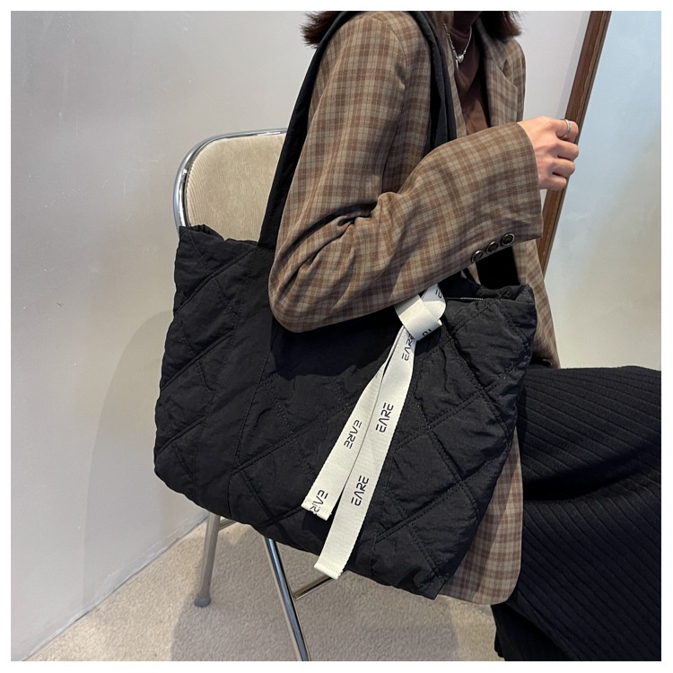 Túi tote Đeo Một Vai Bằng cotton Họa Tiết Hình Thoi Phong Cách Mới