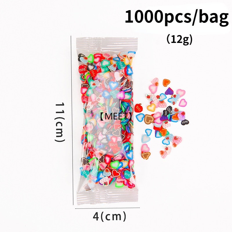 【MEET】1000 cái/túi bùn pha lê đắp tự làm Chất liệu làm móng nghệ thuật gốm mềm Phụ kiện tự làm hoạt hình