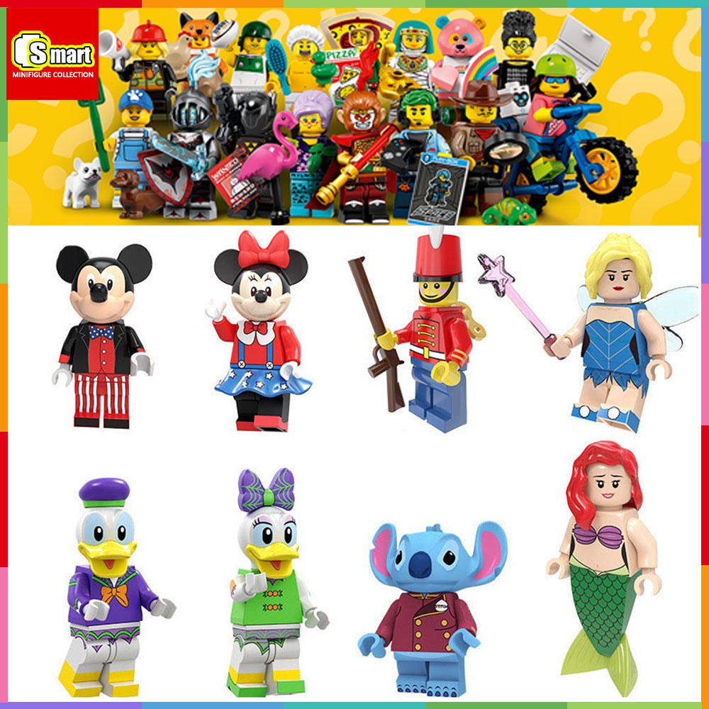 Mô Hình Đồ Chơi Lắp Ráp Nhân Vật Hoạt Hình Disney Mini Mickey Minnie Donald Daisy Nutcracker Stitch Nàng Tiên Cá Ariel