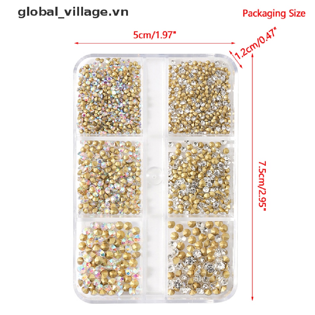 Hộp 6 Ngăn Đựng Đá Pha Lê Trang Trí Móng Tay Nghệ Thuật