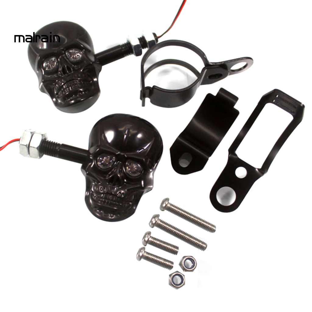 Bộ 2 Đèn Xi Nhan Hình Đầu Lâu Độc Đáo Cho Xe Mô Tô