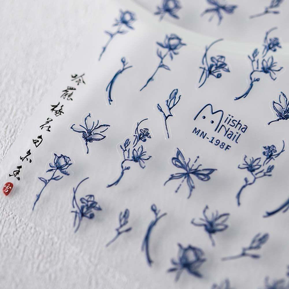 Miếng Dán Móng Tay Tự Dính Họa Tiết Hoa Cúc / Bướm Thời Trang