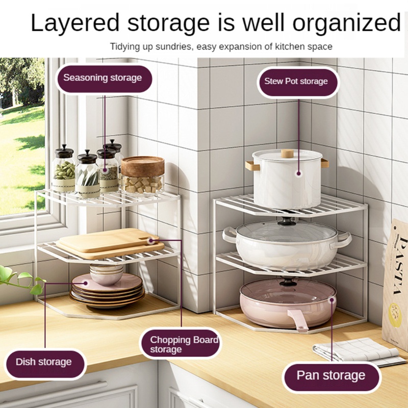 Kệ Kim Loại Bền Chắc Gắn Góc Tủ Nhà Cửa Sáng Tạo Chịu Lực Tốt 1