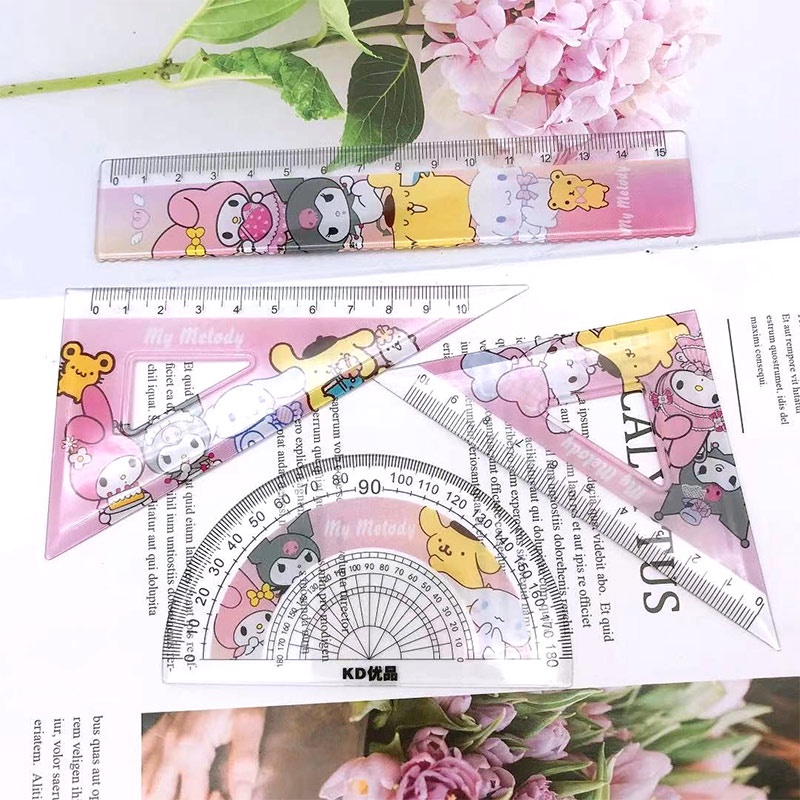 SANRIO Thước Tam Giác Hình Cinnamoroll Melody Hoạt Hình Dễ Thương Kèm Thước Đo