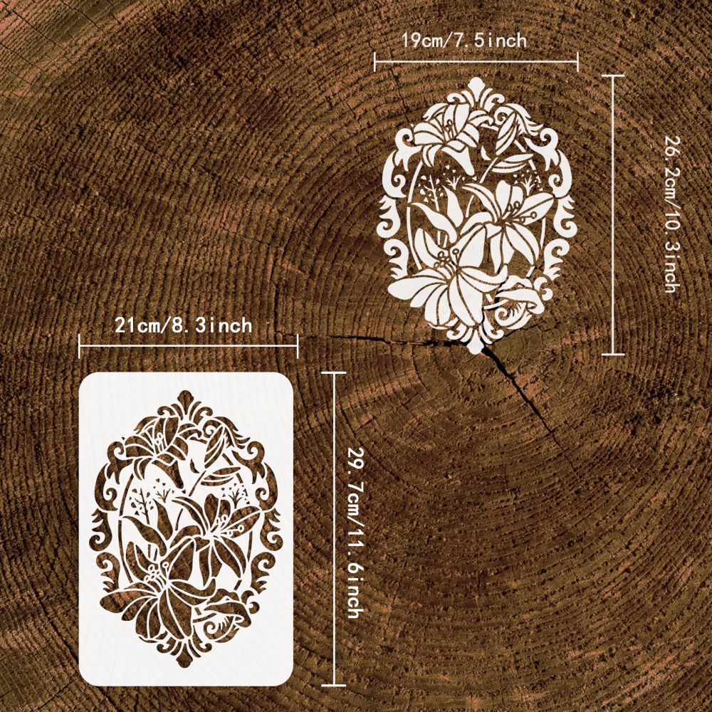 1 Khuôn Vẽ Bằng Nhựa Kích Thước Lớn 297x210mm Họa Tiết Hoa Có Thể Tái Sử Dụng