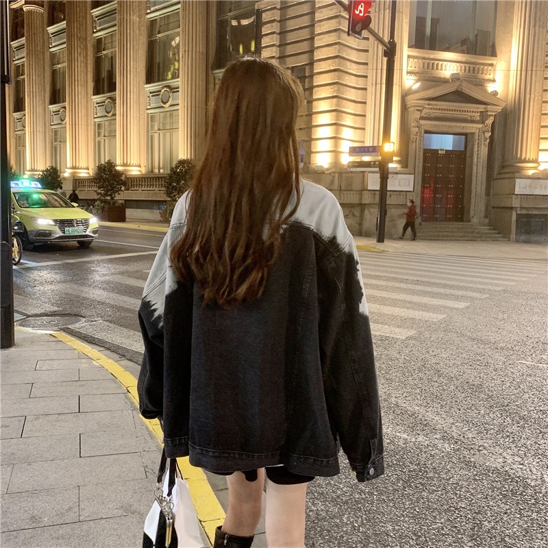 IELGY  Áo Khoác denim Nhuộm Màu Phong Cách retro Thời Trang Cho Nữ