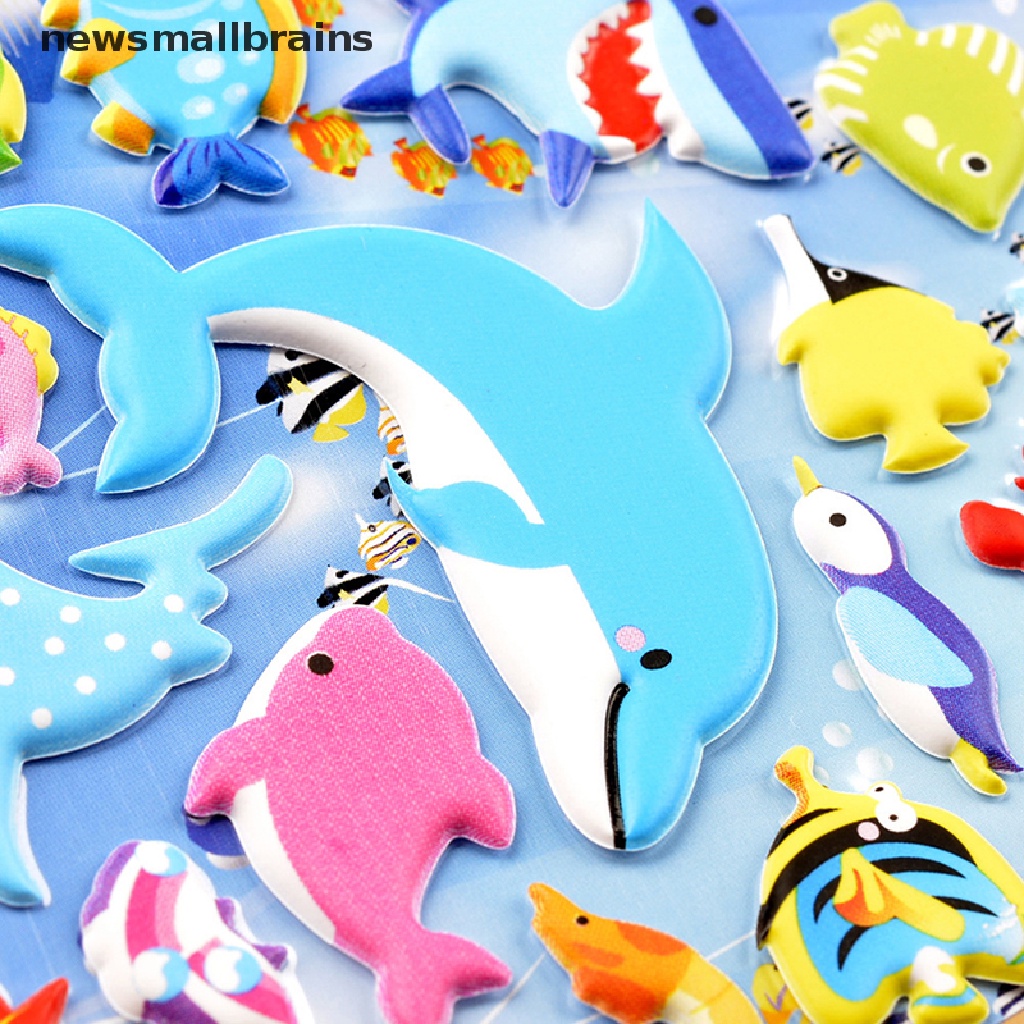 Newsmallbrains Shark Dolphin Fish Stereo Bubble Sticker Diary Sticker Decor Stationery Stickers NSB