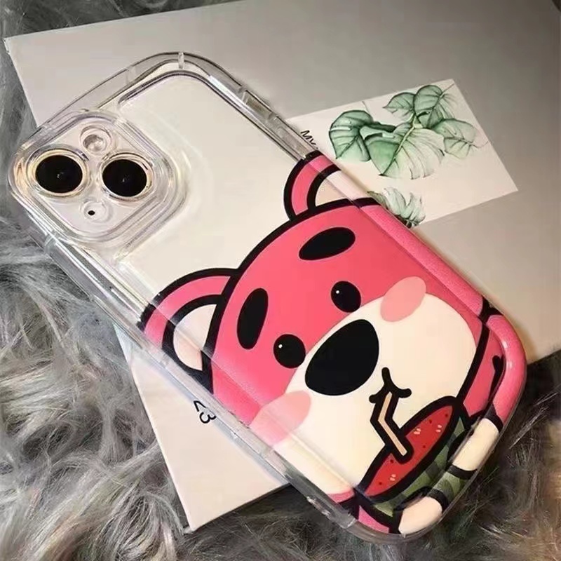 Ốp Lưng iphone Gấu dâu tây dễ thương Vinnie Gấu xà phòng đệm không khí vỏ mềm Cho iPhone 6 / 6S / 6splus / se / 7 / 7plus / 8 / 8plus / X / xs / xsmax / 11 / 12 / 13 / 14 /pro max-401