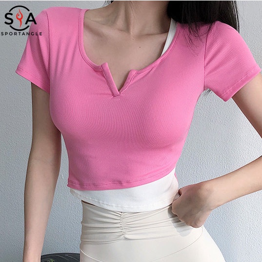 Áo Thun Thể Thao Ngắn Tay Thời Trang Tập Yoga