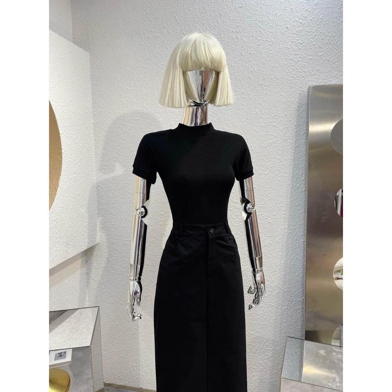 Chân váy kaki from dài dễ phối đồ  kèm áo thun trơn