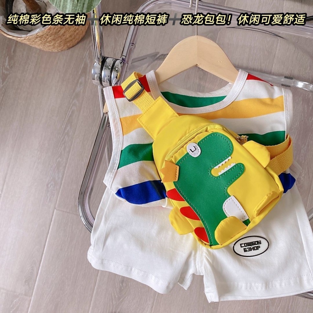 Set Áo Thun Ngắn Tay + Áo Khoác Ghi Lê Thể Thao Thời Trang Cho Bé Trai