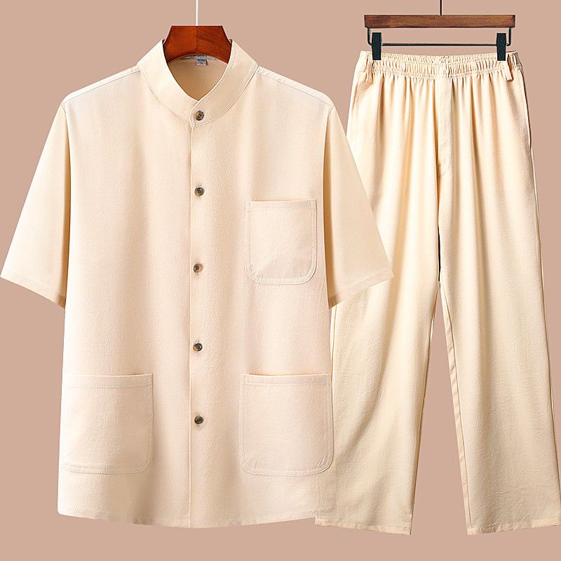 Bộ Đồ Hán Phục Tay Ngắn Phong Cách Trung Hoa Thời Trang Mùa Hè 2023 Cho Nam Tuổi Trung Niên 94