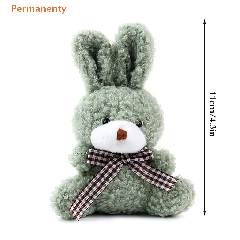 Thỏ Nhồi Bông Mềm Mại 11CM Đeo Nơ Dễ Thương