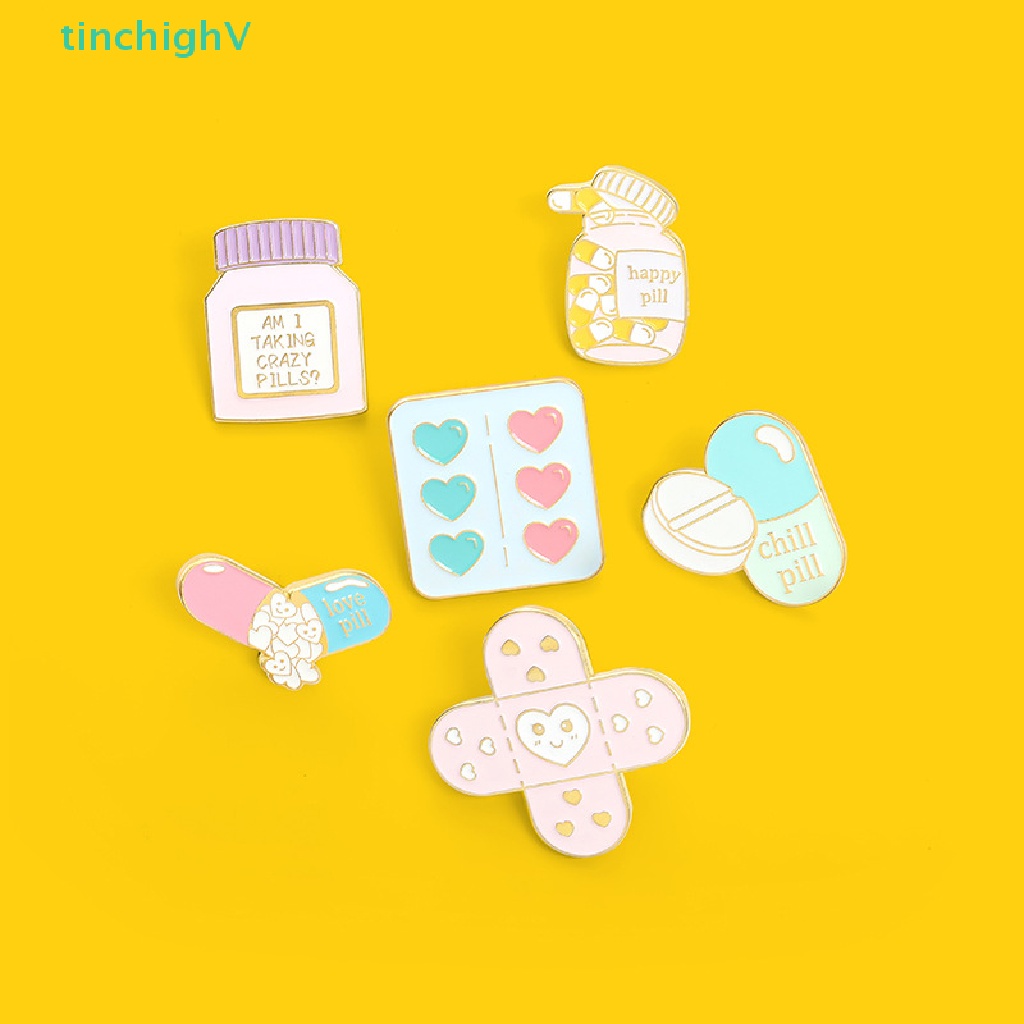 [TinchighV] Ghim Cài Áo Bằng Hợp Kim Tráng Men Hình Lọ Thuốc Hoạt Hình Màu Hồng Dễ Thương Sáng Tạo [Mới]
