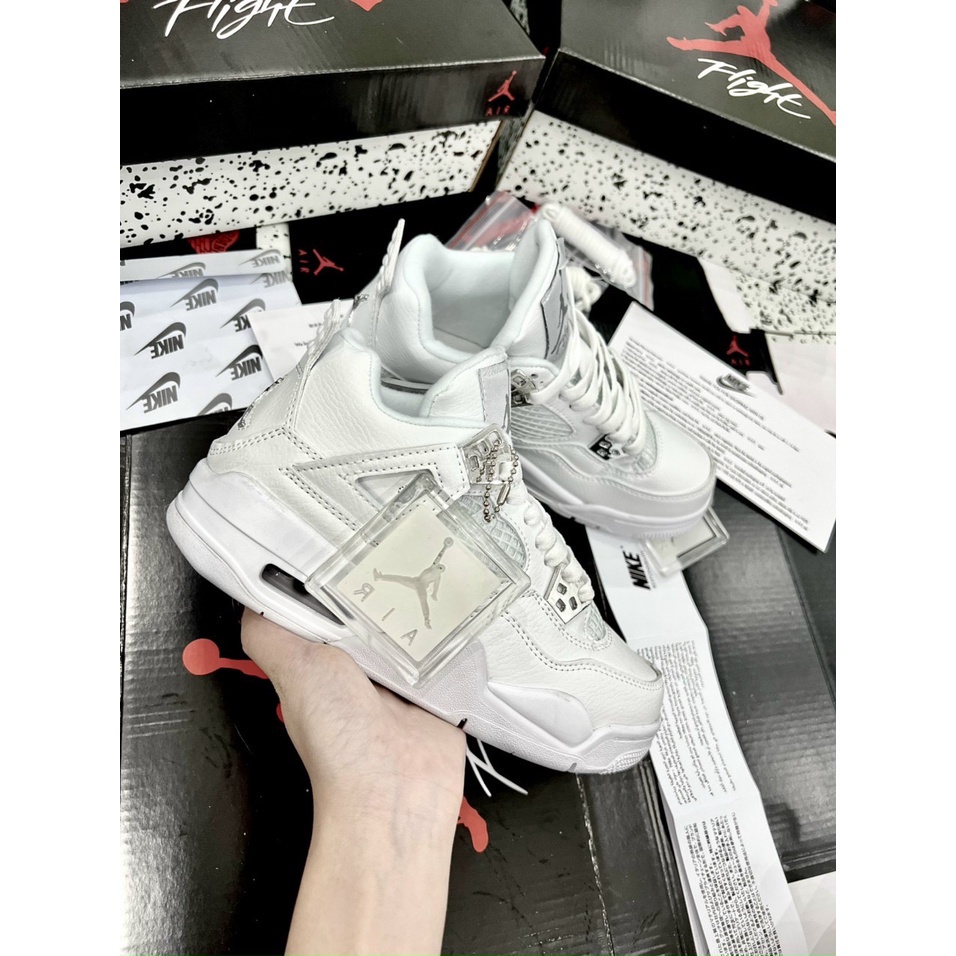 Giày thể thao Sneaker Jordan 4 nam nữ, Giày Sneaker JD4 full trắng cao cổ hàng đẹp fullbox Ami Sneaker