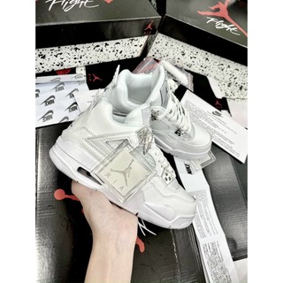 Giày thể thao Sneaker Jordan 4 nam nữ, Giày Sneaker JD4 full trắng cao cổ hàng đẹp fullbox Ami Sneaker