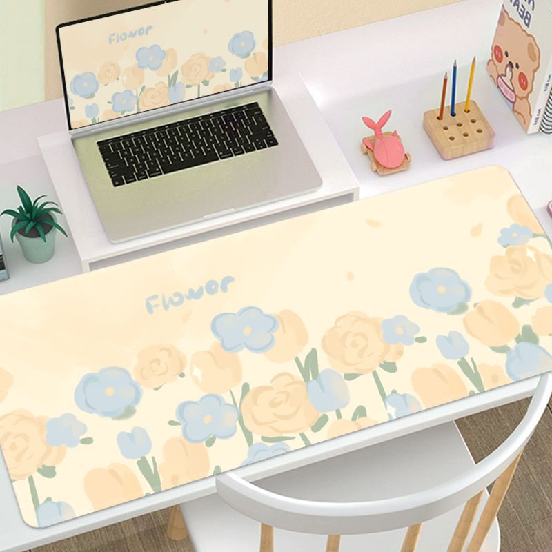 Tấm Lót Chuột Và Bàn Phím Máy Tính Chống Trượt 800 * 300 * 3MM In Hình Hoa Xinh Xắn