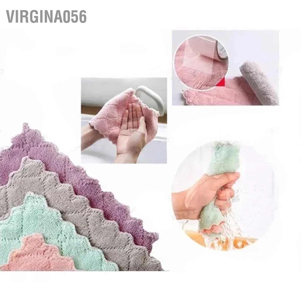 Virgina056 20 Cái Lint miễn phí Nhà bếp làm sạch vải Khăn lau bát đĩa Hai mặt thấm hút nước sợi nhỏ