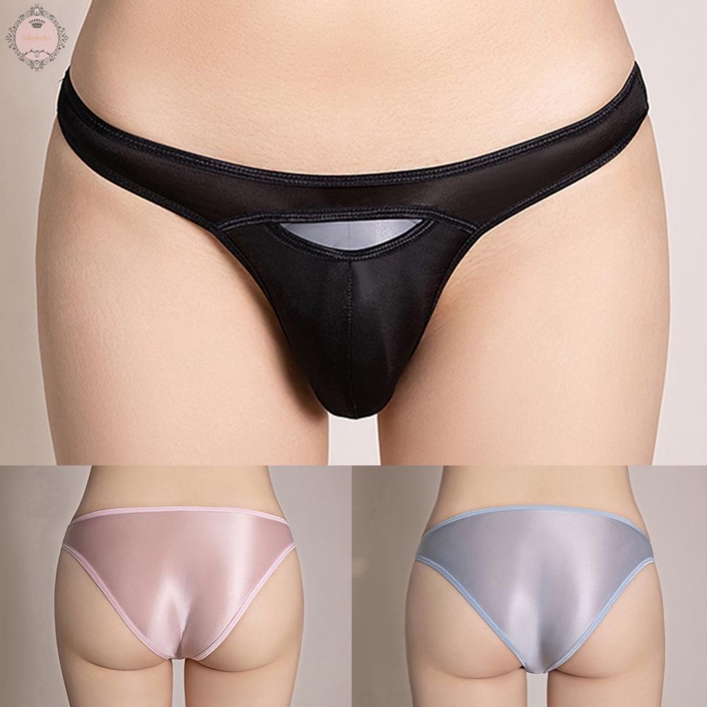 Briefs For Men See Through Sheer Shiny Solid Seamless Underwear Bikini