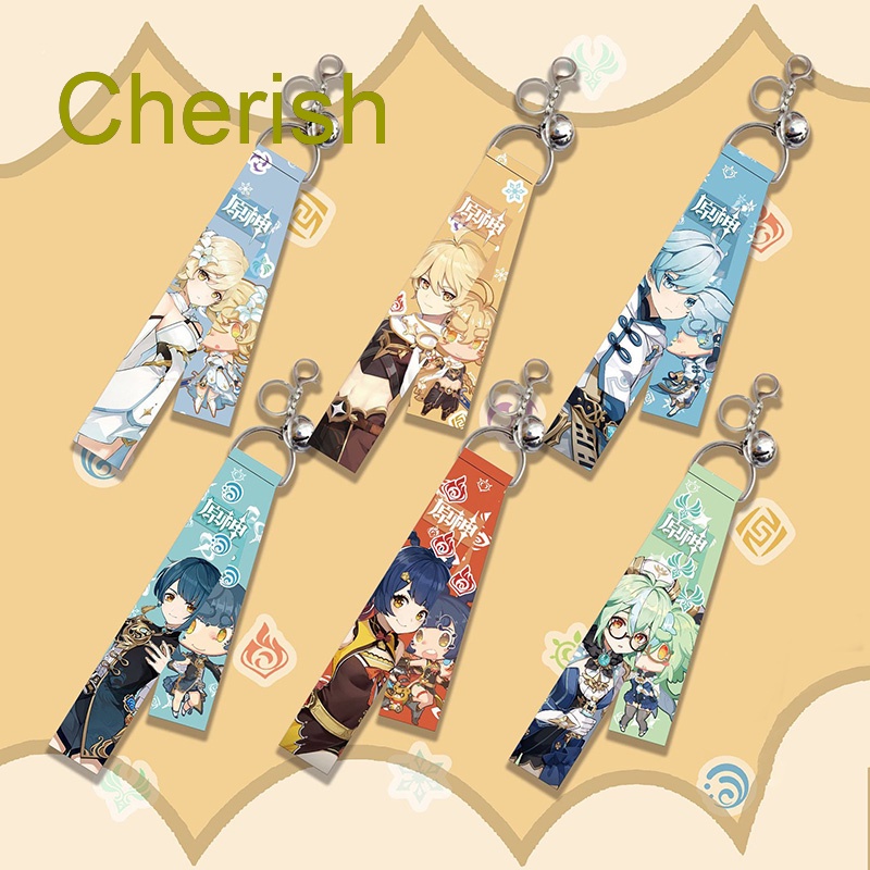 Cherish Móc Khóa Mặt Dây Chuyền Họa Tiết Hoạt Hình Anime Genshin Va Chạm Streamer Mengpa Mondstadt Cá Tính Thời Trang