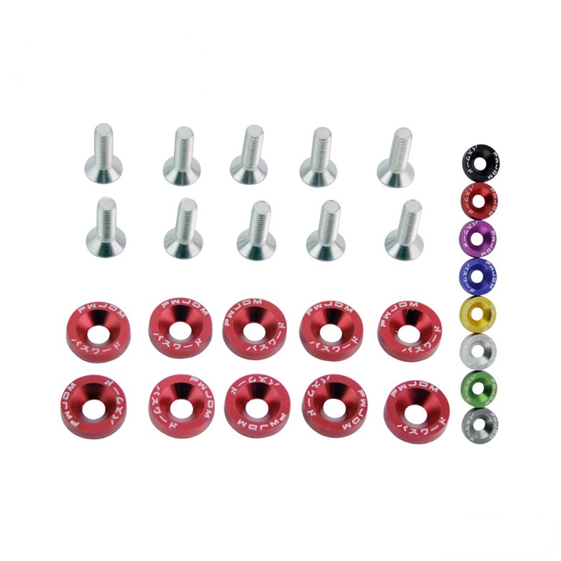 FENDER Set 10 Ốc Vít M6 Gắn Biển Số Xe Hơi Trang Trí