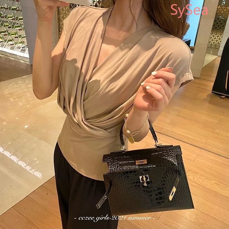 Áo Kiểu Trễ Vai Cổ Chữ V Thời Trang Mùa Hè Theo Phong Cách Pháp Cho Nữ