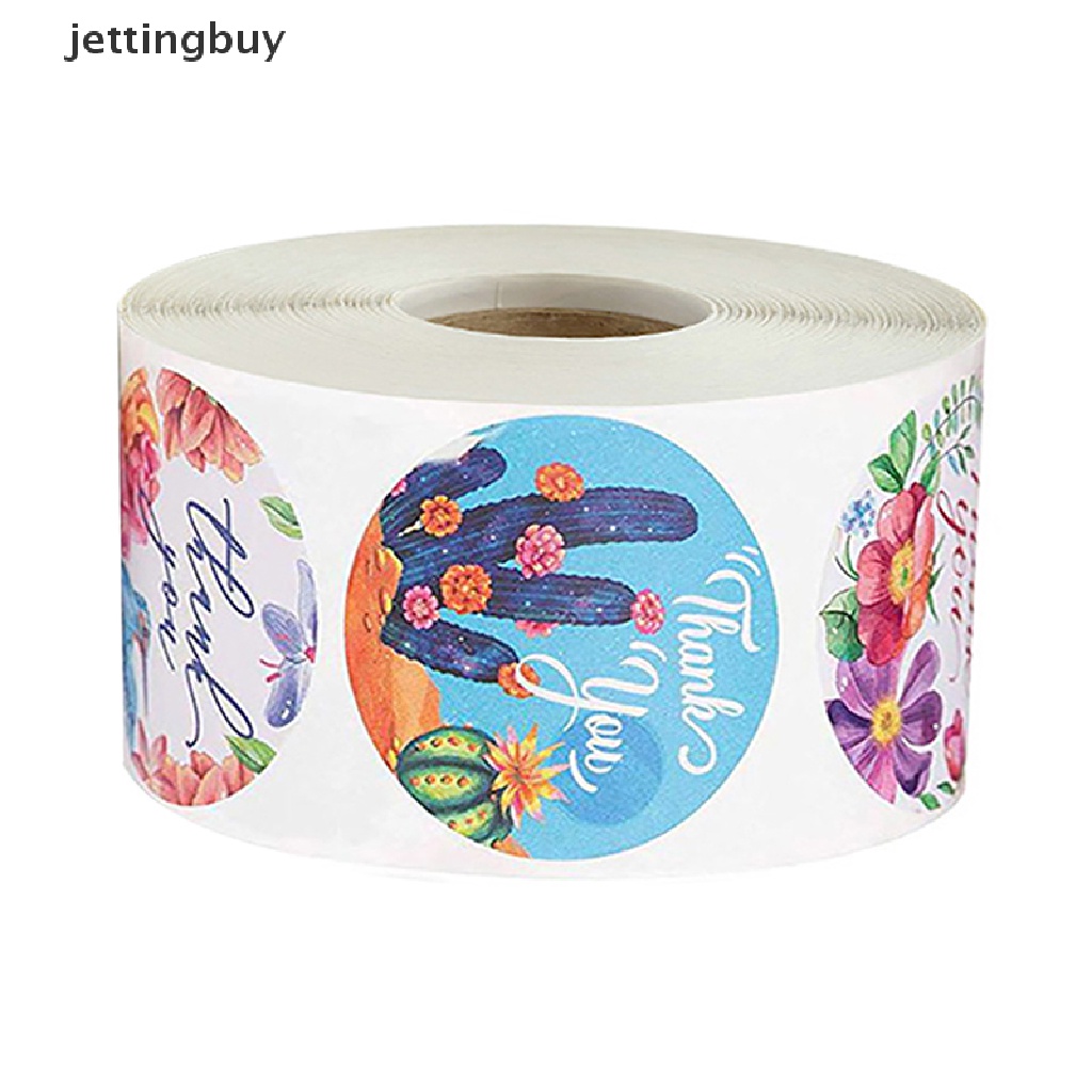 Cuộn 500 Nhãn Dán Thank You Họa Tiết Hoa Dành Cho Niêm Phong Kẹo QDD