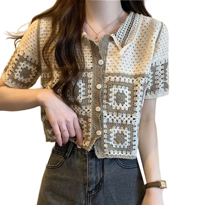 Áo Thun Dệt Kim Tay Ngắn Thời Trang Mùa Hè