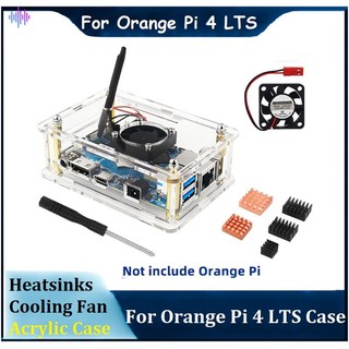 Hộp acrylic trong suốt màu cam pi 4 lts kèm quạt tua vít cho orange pi 4 lts opi 4lts