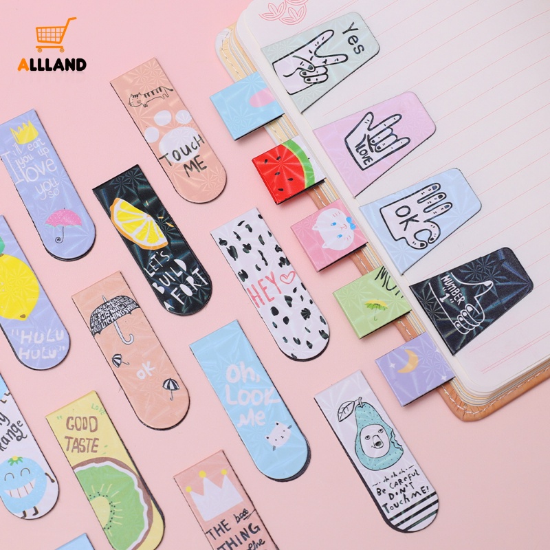 Set 4 / 6 Miếng Dán Đánh Dấu Trang Sách Họa Tiết Hoạt Hình Dễ Thương